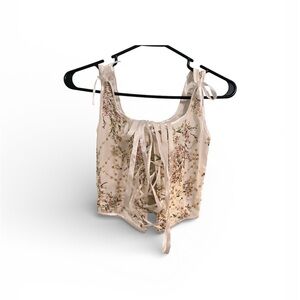 Floral Lace-Up Crop Top